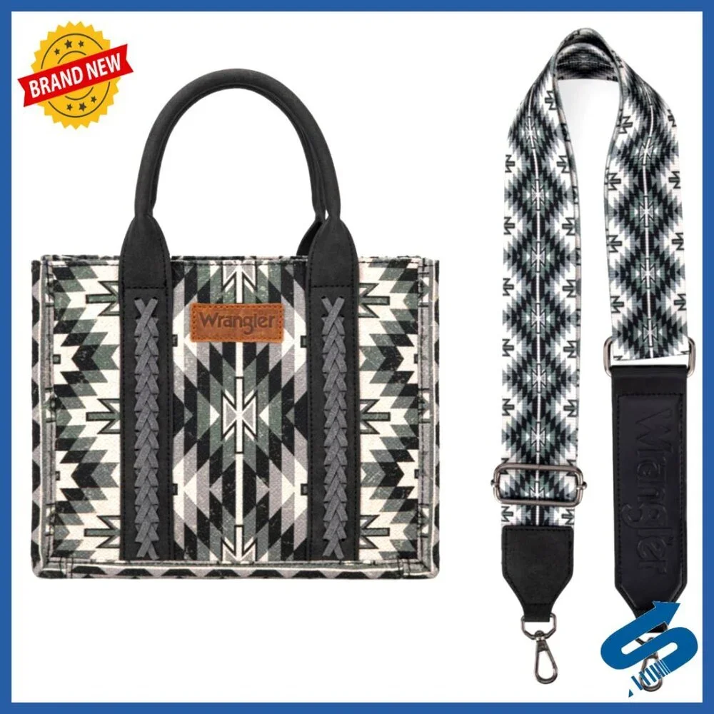 Boho Aztec Tote Bag with Guitar Strap Adjustable Detachable Western Purse